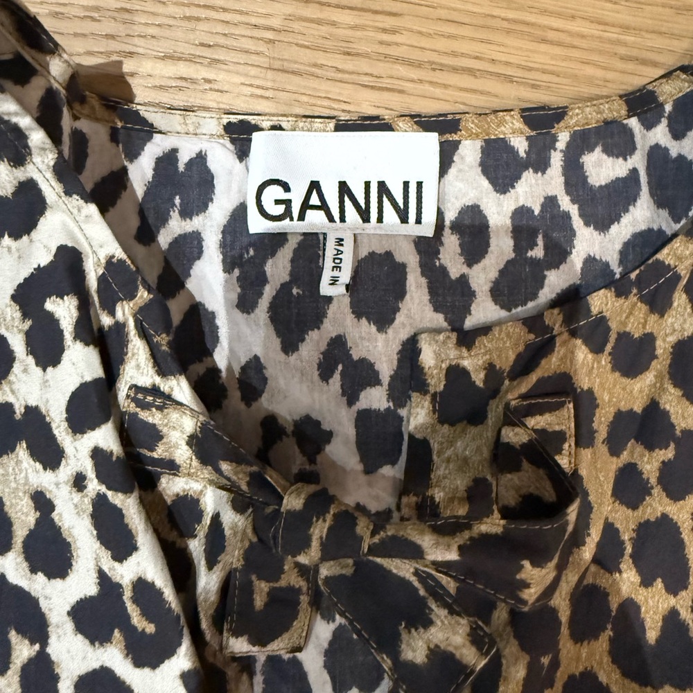 GANNI Peplum tie top in Leopard - Picture 4 of 6